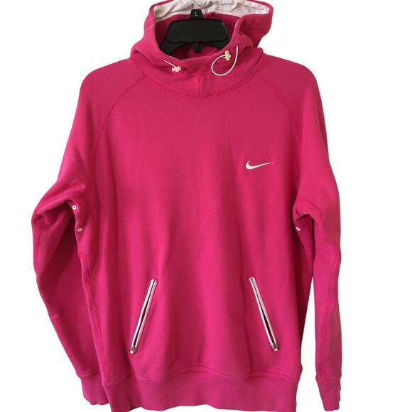 Nike Women’s Pink Medium Hoodie 08 On Back Kangaroo Pockets Long Sleeve Pullover - Picture 2 of 7
